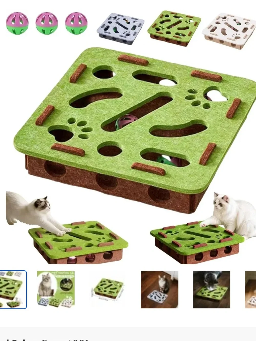 😸 Interactive Felt Puzzle Mat for Cats l - Green